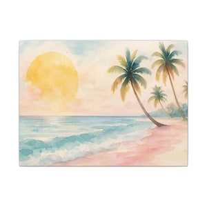 Tropical Beach Canvas Print, Coastal Wall Art, Decor, Beach House Decor, Summer Vibes Art, Gift for Ocean Lovers