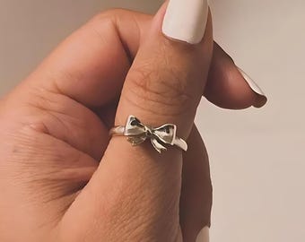 Sterling Silver Bow Ring, Minimalist Jewelry