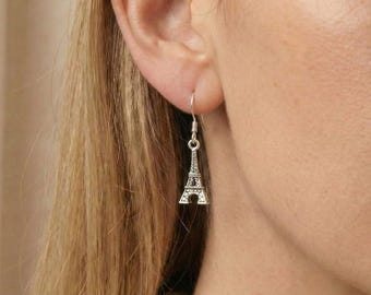 Sterling Silver Eiffel Tower Earrings: Parisian Travel Jewelry