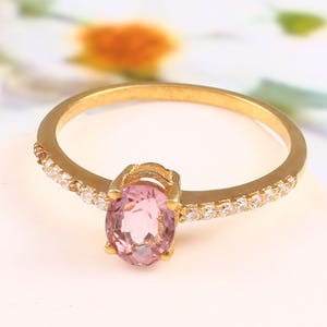 Natural Pink Tourmaline Ring - 925 Sterling Silver Ring - Gold Plated Ring -  - Solitaire Ring - Handmade Ring - Gift For Her