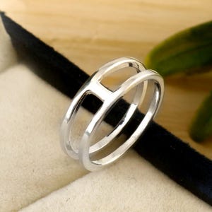 Minimalist Sterling Silver Double Band Ring: Modern Stacking Jewelry