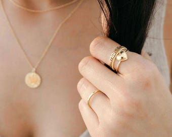 Gold Plated Heart Ring – Dainty Minimalist Stackable Everyday Jewelry