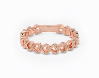 Rose Gold Heart Ring | Sterling Silver Open Heart Band