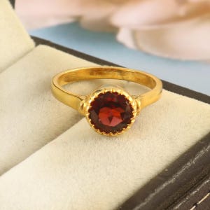 Gold Plated Sterling Silver Garnet Ring: Handmade Engagement Jewelry