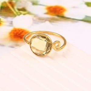 100% Stunning Citrine  Ring -  Lite Yellow Gemstone Ring - Gold Plated Ring-  925 Silver Ring  -Wedding Anniversary Ring- Gift For Sister&#39;s