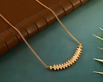 Cubic Zirconia Sterling Silver Pendant Necklace - Gold Plated Charm