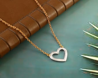 Collar de corazón de plata esterlina: colgante minimalista con dije de circonita cúbica