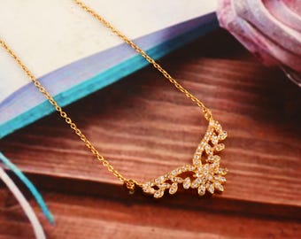 Gold Plated Sterling Silver Cubic Zirconia Necklace: Elegant CZ Jewelry