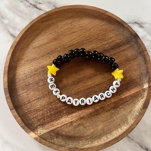 Cute, Witchy, “Hex Patriarchy” Kandi and Star Bead Stretch Bracelet