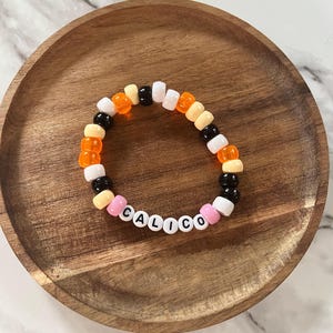 Calico Cat Inspired Kandi Bead Stretch Bracelet