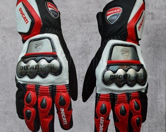 Ducati Corse C6 Leather Motorcycle Gloves: CE Approved MotoGP Gear