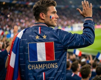 France Soccer Fan Jacket | Football Gift World Cup 2026 | Satin Bomber Jacket | Champions Edition | Les Bleus Football Gift Men Women