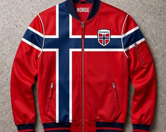 Norway Soccer Jacket | World Cup 2026 | Satin Bomber Jacket | Football Gift | Norway Soccer Jersey