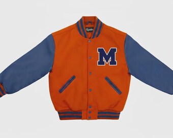 Custom Varsity Jacket with Chenille Letter A–Z – Unisex Letterman Bomber, Personalized Team Jacket in Adult and Youth Sizes
