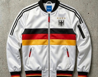 Germany Soccer Fan Jacket | Football Gift World Cup 2026 | Youth Satin Bomber Jacket | Soccer Gift for Kids | Deutschland Football Jersey