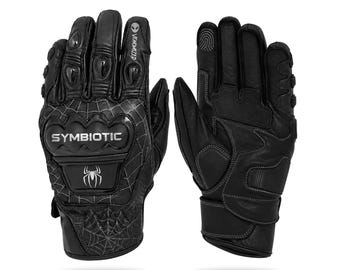 Venom - Black Spider-Man Motorcycle Racing Leather | Symbiotic riding gloves | Cosplay Biker gear