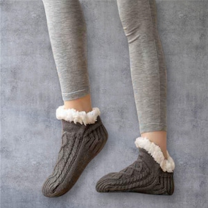 Knitted Plush Socks for Women | Warm Fuzzy Non-Slip Winter Socks | Soft Indoor House Socks | M L XL Sizes