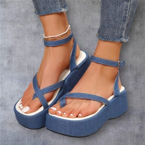 Denim Slip-On Sandals: Casual Open Toe Flat Shoes