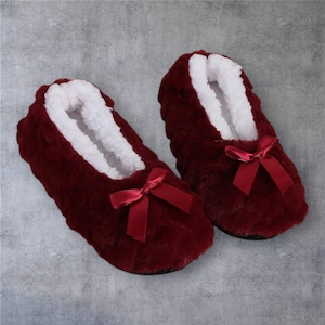 Bow Cotton Plush Slippers: Elegant Women&#39;s Indoor Shoes