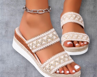 Woven Linen Sandals: Handmade Open-Toe Summer Slippers
