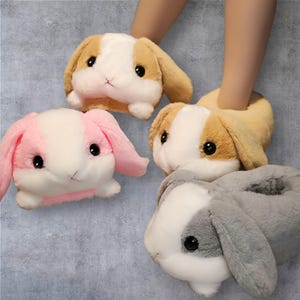 Bunny Shaped Cotton Plush Slippers for Women | Cute Animal Slippers | Cozy Fluffy Indoor Shoes