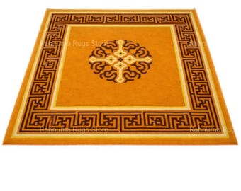 Luxury Hand Tufted Mustard Yellow Carpet High Quality Tufted Carpet for Home Décor Classic Pattern Hand Tufted Floor Carpet any 8x10 size.
