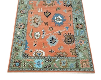 Luxury Oushak Style Area Rug hand knotted Antique Look Floor Carpet Oriental Design rug Classic Turkish Oushak Carpet 8x10 feet any size.