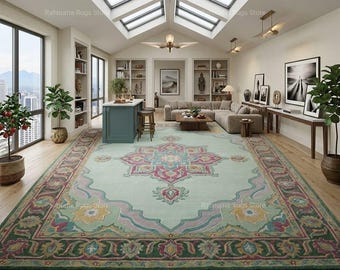 Elegant Hand Knotted Floral Area Rug Luxury Classic Medallion Area Carpet Beautiful Oriental Rug Home Decor hand Knotted Carpet 8x10 saiz.
