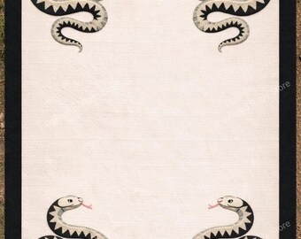Luxury Snake Pattern Handmade Rug Stylish Snake Design Bohemian premium Quality Snake Pattern Area Rug Black Border Snake Pattern 8x10 saiz.