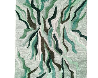 Wool & Silk rug abstract texture hand tufted rug Bohemian hand tufted soft durable luxury home modern design 3d texture rug any custom size.