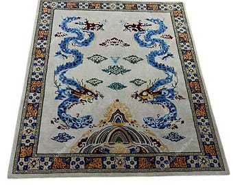 The Imperial Dragon Hand-Tufted Area Rug Premium Woolen Dragon Carpet with Carved Texture Cozy Thick Pile Dragon Accent Rug 8x10 saiz.