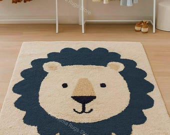 Cute Lion Face Tufted Carpet for Kids Room Soft Touch Tufted Rug Children Room High Quality Tufted Lion Face Carpet any size 8x10 available