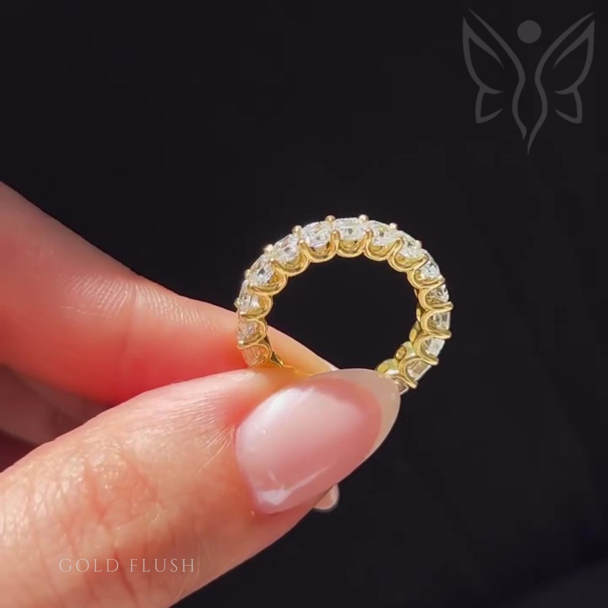 Asscher Cut Moissanite Wedding Band: 14k Gold Full Eternity Band - Etsy