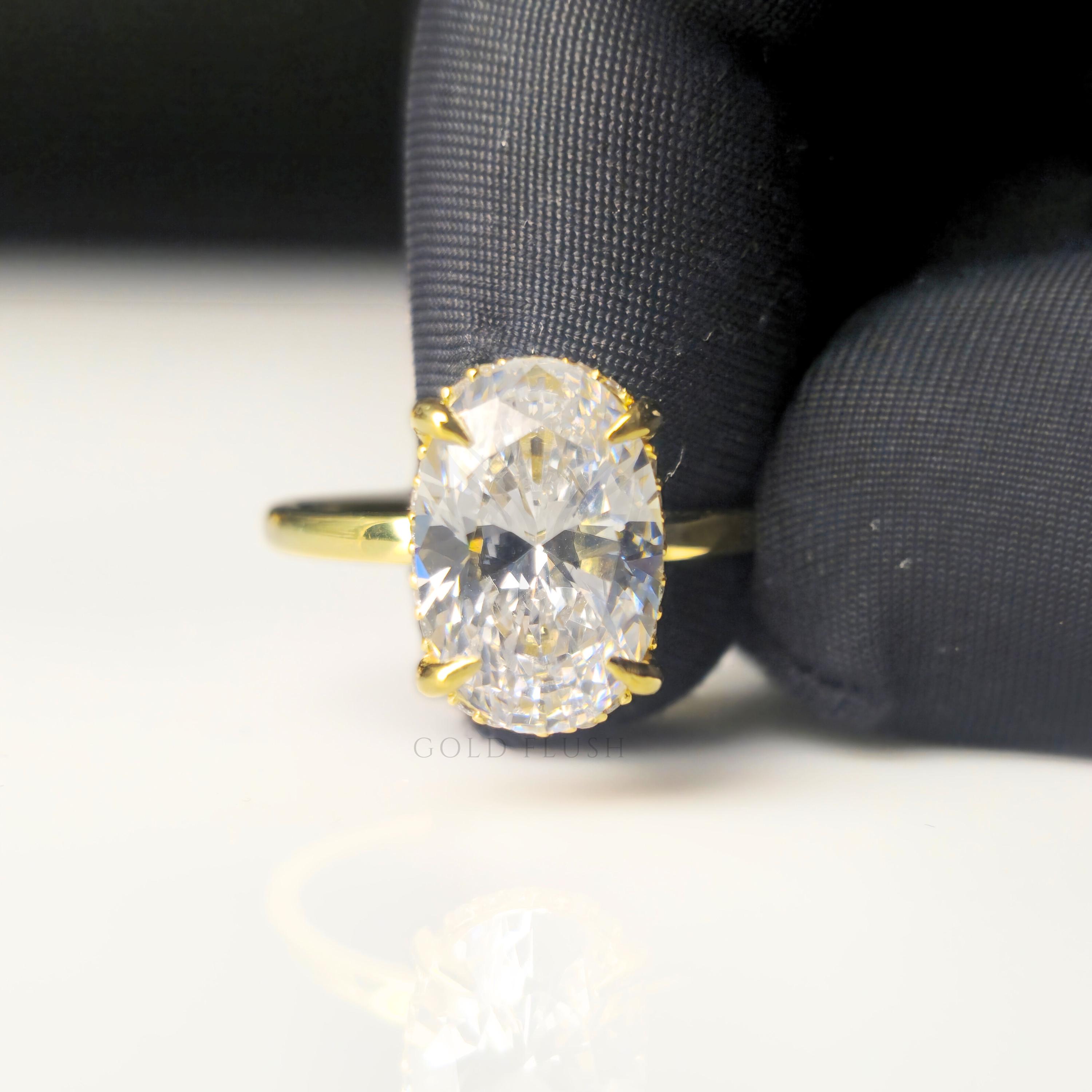 1.5ct Oval Cut Moissanite Engagement Ring: 14k Gold Hidden Halo Ring - Etsy