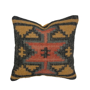 Woven Mustard Kilim Pillow Home Decor Handwoven Turkish Pillow Moroccan Pillow Decorative Throw Pillow Kilim Cushion Cover Jute Pillow Shams