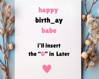 Dirty Funny Birthday Card for her, Dirty Birthday Card, Birthday Card for wife , Birthday Card for girlfriend , birthday cards for her
