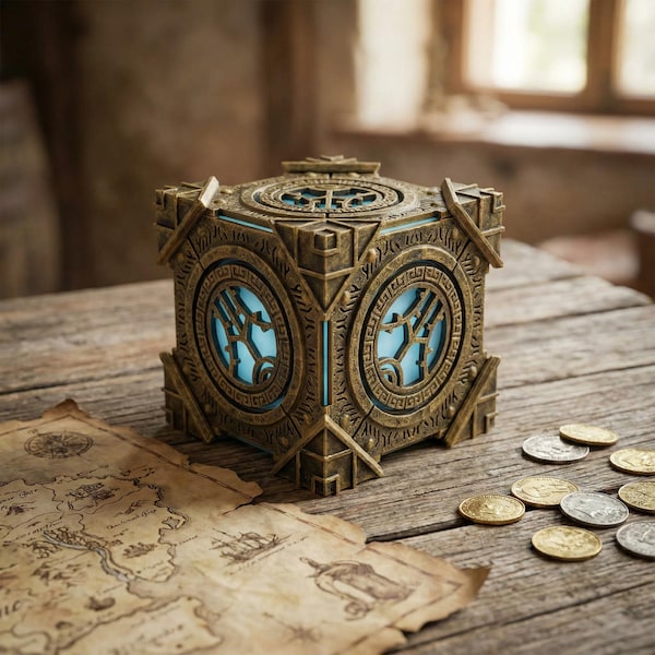 Dwemer Lexicon Lamp Skyrim Light – Elder Scrolls Decor – Dwarven Cube Tabletop Light – Gamer Room Night Light – Geek Gift
