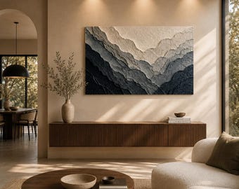 Layered Mountain Wall Art | Textured Abstract Landscape Decor | Contemporary MDF Panel