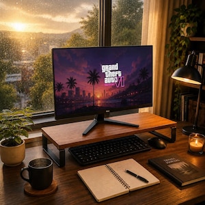Eco-Friendly Wooden Monitor Stand | Ergonomic Desk Riser, Modern Organizer