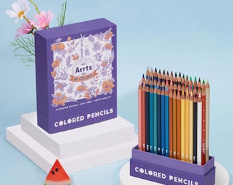 Lápices de colores profesionales Arrtx, 48 unidades - Set de dibujo de tacto suave para superponer y mezclar colores - Organizador de escritorio estético y material de arte