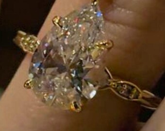 3CT Pear Cut Moissanite Engagement Ring | Anniversary Ring | Promise Ring Gift for Her | 14k Solid Gold Ring | Wedding Ring for Women.