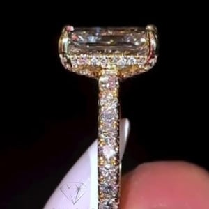 3.5CT Radiant Cut Moissanite Engagement Ring, 10k,14K,18K Solid Gold, Hidden Halo Solitaire Promise Ring, 4-Prong Ring, Gift For Girlfriend