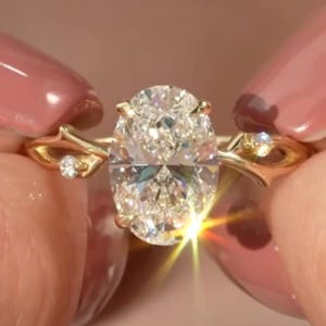 Art Deco Moissanite Engagement Ring: 14K Gold Vintage Style
