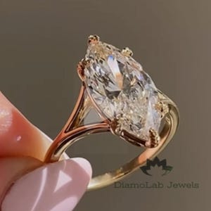 3CT Marquise Cut Moissanite Engagement Ring, Cathedral Setting Wedding Ring, Anniversary Ring, Promise Ring, 14K Solid Gold, Solitaire Ring.