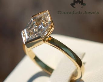 3CT Dutch Marquise Moissanite Ring: 14K Gold Bezel Set Engagement Ring