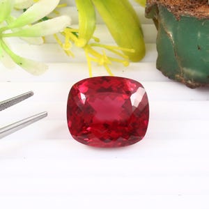 AAA 44.10 CT Flawless Mozambique Blood Red Ruby Cushion Loose Gemstone Cut, Nice Luster Quality Ruby Ring And Jewelry Making Cut 23x19 MM