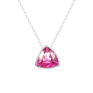 Ceylon Light Pink Sapphire Trillion Pendant: 925 Sterling Silver Charm