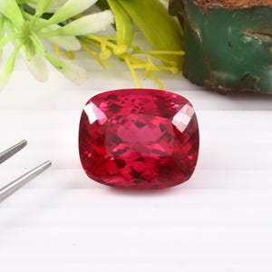 AAA 80.10 CT Flawless Mozambique Blood Red Ruby Cushion Loose Gemstone Cut, Nice Luster Quality Ruby Ring And Jewelry Making Cut 26x22 MM