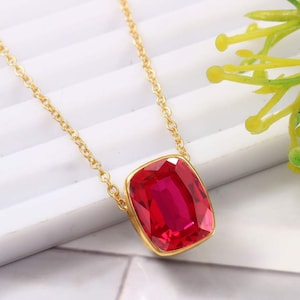AAA Flawless Mozambique Blood Red Ruby Cushion Cut Gemstone Charm Pendant, 12x9 MM 925 Sterling Silver 10k Gold Plated Over