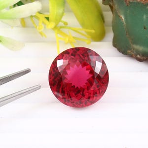 AAA 39.00 CT Flawless Mozambique Blood Red Ruby Round Loose Gemstone Cut, Nice Luster Quality Ruby Ring And Jewelry Making Cut 20 MM